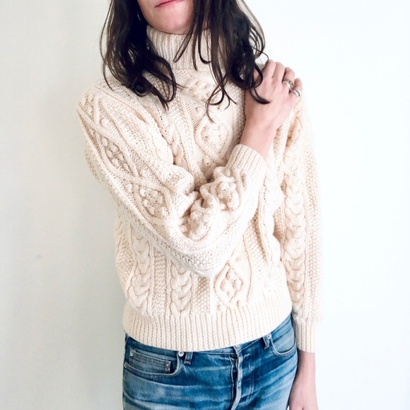 Hand knit cream pom pom sweater - Picture 7 of 15